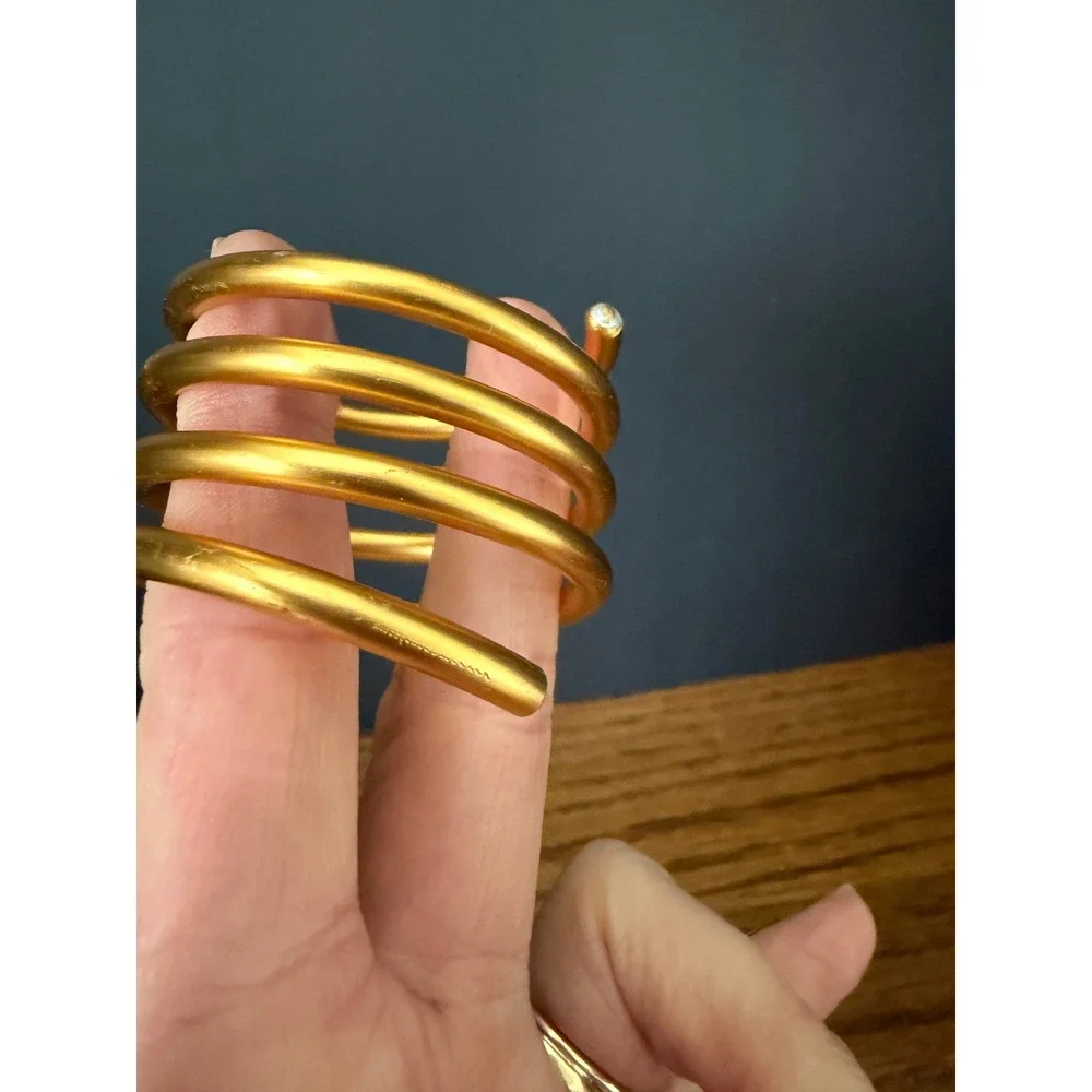 Vintage Gold Spiral Napkin Rings Set‎ of 4 Metal Coil Mid Century Table Decor